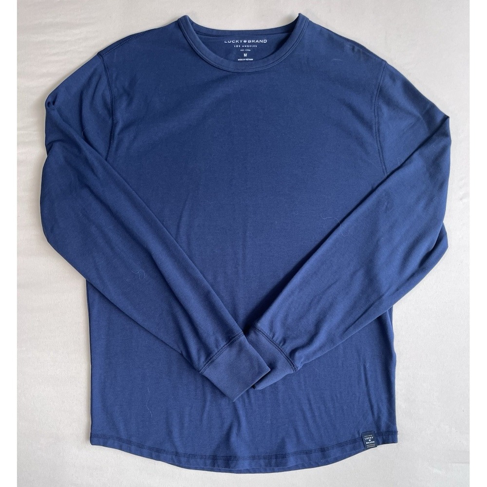 Lucky Brand Men's Blue Logo Long‎ Sleeve Crew Neck Knit T-Shirt Size M
